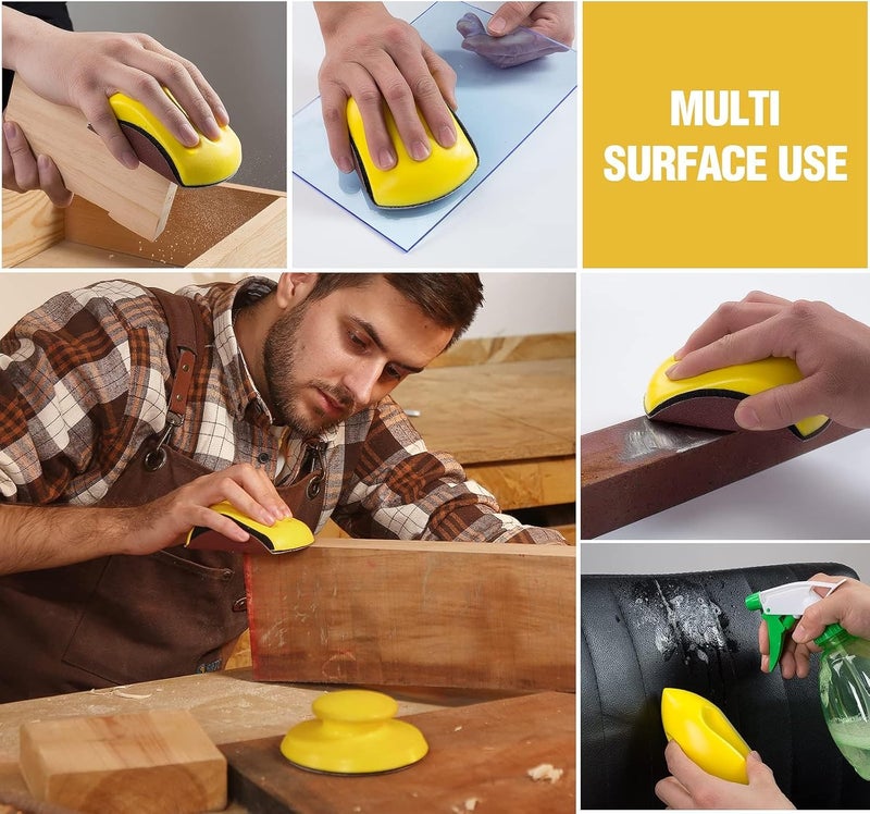 S SATC 4PCS Hook and Loop Sanding Block Included 1 Cleaning Brush 5 Inch Round and Mouse Sanding Block Meant for Wood Furniture Restoration Home Arts and Crafts - Image 4